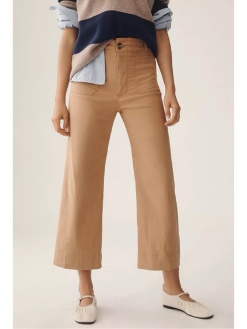 Anthropologie Maeve Colette Magic Fabric Linen Blend Pants - Light Tan | Size 32